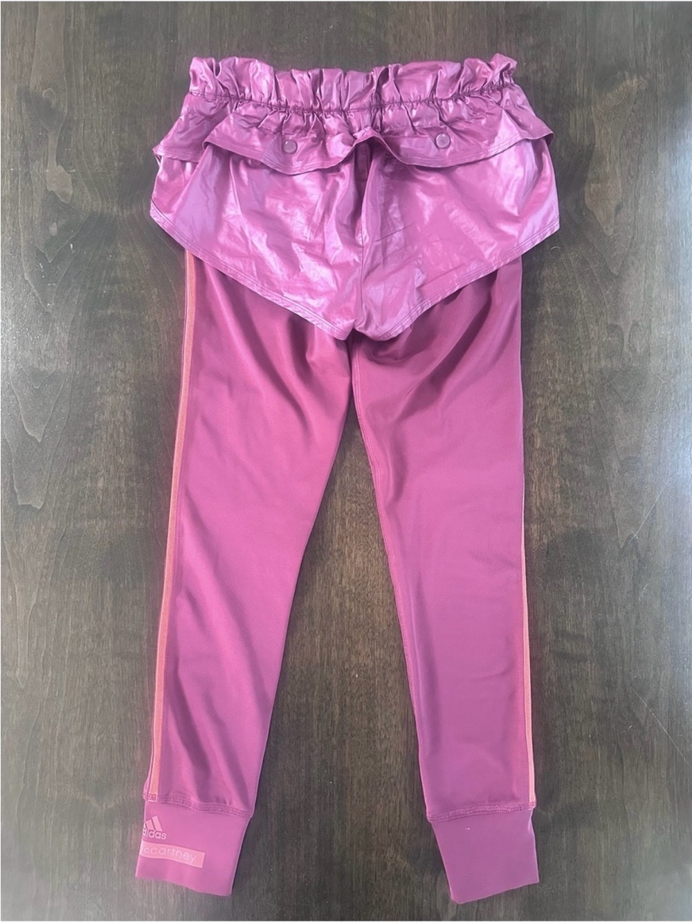 Stella McCartney Adidas Burgundy Shorts over Leggings Athletic Pants XS like new
